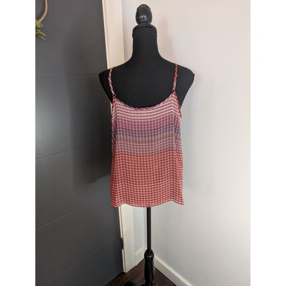 Cabi Pleated Red Purple White Houndstooth Camisole Style #555 - Medium - Picture 3 of 8